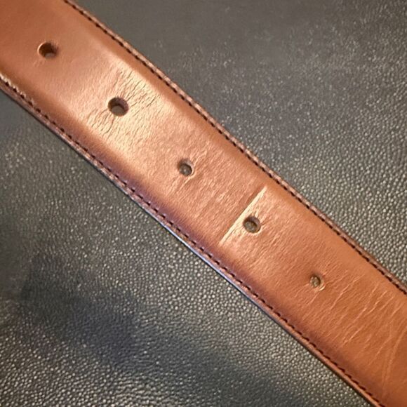 To Boot New York Adam Derrick Brown Tan Leather Belt with Silver Buckle Size 36 - Picture 8 of 13